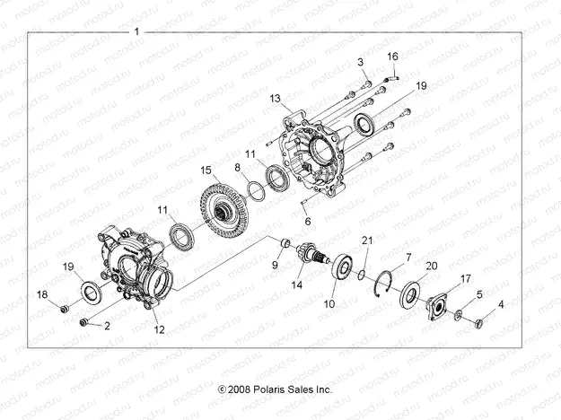 DRIVE TRAIN | DRIVE TRAIN, REAR GEARCASE INTERNALS (Built 12/01/08 and Before) - A09ZN85/8X ALL OPTIONS (49ATVTRANSINTL09SPXP550)