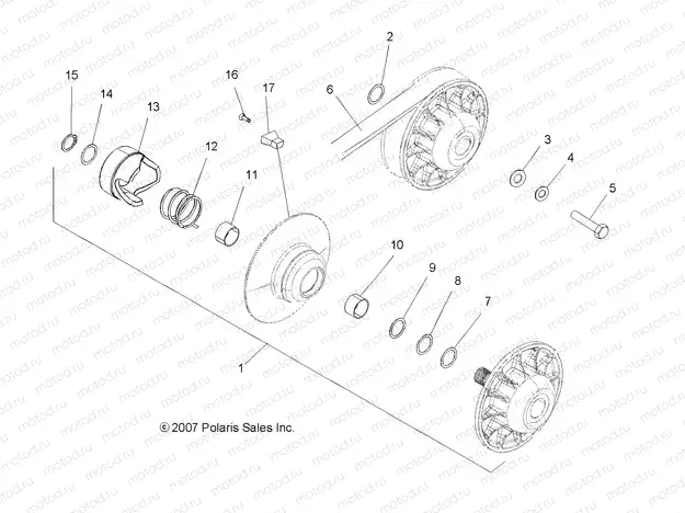 DRIVE TRAIN | DRIVE TRAIN, SECONDARY CLUTCH - A09BA50FA (49ATVCLUTCHDRIVEN08SCRAM)