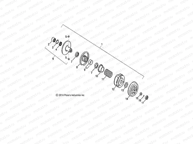 DRIVE TRAIN | DRIVE TRAIN, SECONDARY CLUTCH - A14FA09AA (49ATVSECONDARY07OTLW90)