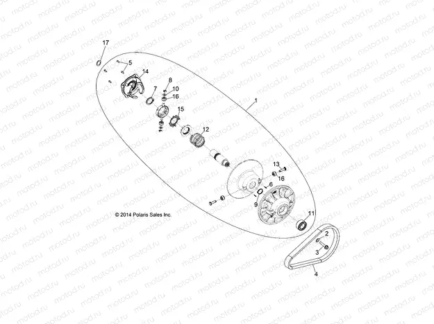 DRIVE TRAIN | DRIVE TRAIN, SECONDARY CLUTCH - A15DAE57AK (49ATVCLUTCHDRIVEN1323286)