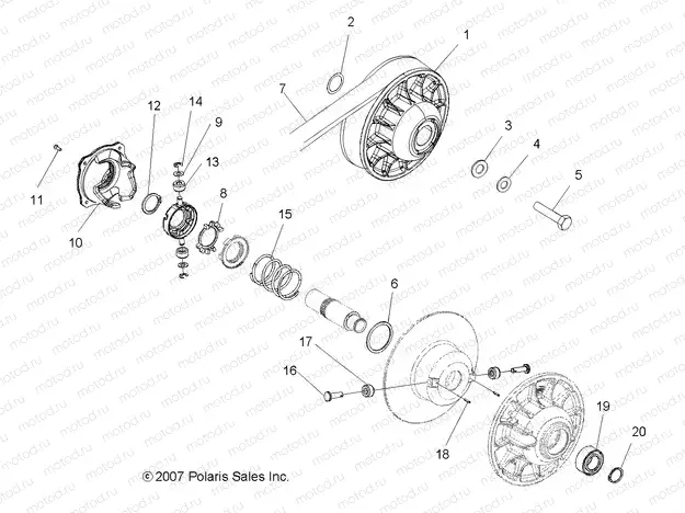 DRIVE TRAIN | DRIVE TRAIN, SECONDARY CLUTCH - A15S6A76FA (49ATVCLUTCHDRIVEN08SP500EFI)