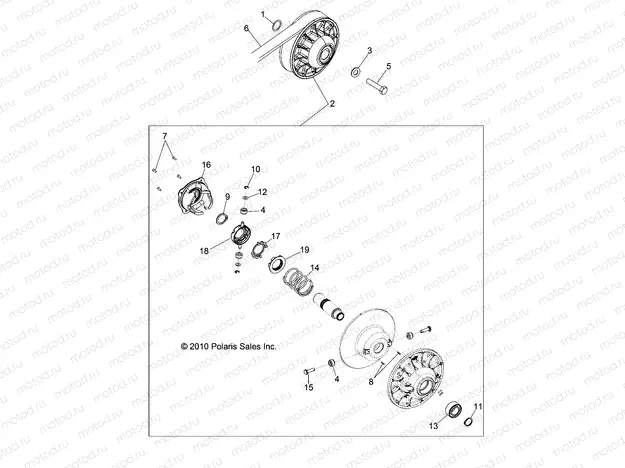 DRIVE TRAIN | DRIVE TRAIN, SECONDARY CLUTCH - R13XT87AA/9EAK (49RGRCLUTCHDVN11RZR875)