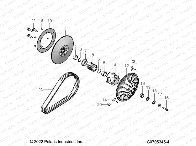 DRIVE TRAIN | DRIVE TRAIN, SECONDARY CLUTCH - R22RRS99C9/CK/CM/F9/FM/EF9/EFM (C0705345-4)