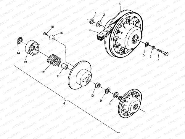 DRIVEN CLUTCH ASSEMBLY  2X4 300 W957530 (4930053005B012) | DRIVEN CLUTCH ASSEMBLY  2X4 300 W957530 (4930053005B012)