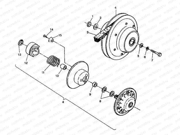DRIVEN CLUTCH ASSEMBLY 2X4 350L W937539 (4924032403021A) | DRIVEN CLUTCH ASSEMBLY 2X4 350L W937539 (4924032403021A)