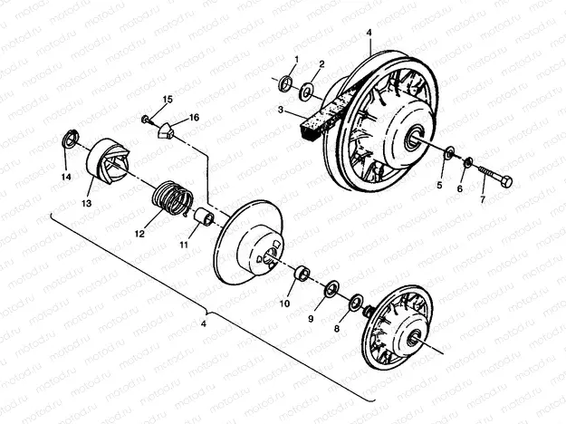 DRIVEN CLUTCH ASSEMBLY Sport 400L W958540 (4930133013B012) | DRIVEN CLUTCH ASSEMBLY Sport 400L W958540 (4930133013B012)