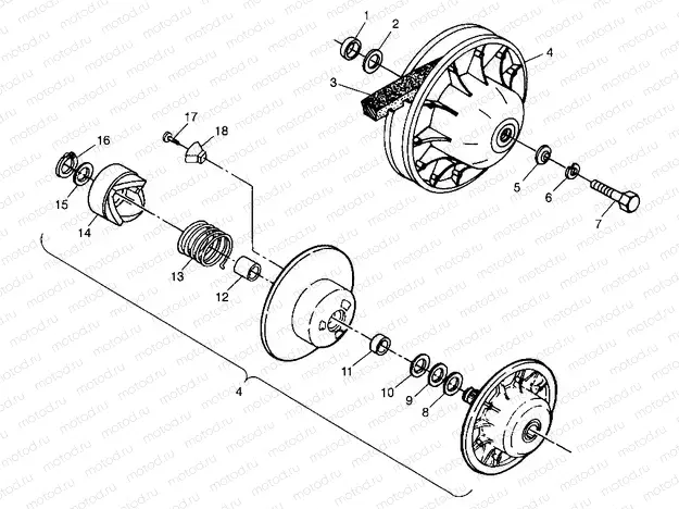 DRIVEN CLUTCH Scrambler 400 W98BC38C (4947254725B014) | DRIVEN CLUTCH Scrambler 400 W98BC38C (4947254725B014)