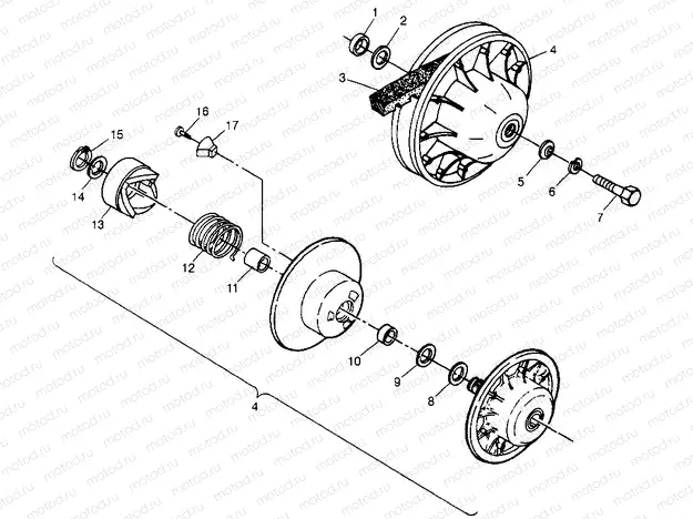 DRIVEN CLUTCH Sport 400L W97BA38C and Trail Blazer W97BA25C (4940124012B014) | DRIVEN CLUTCH Sport 400L W97BA38C and Trail Blazer W97BA25C (4940124012B014)