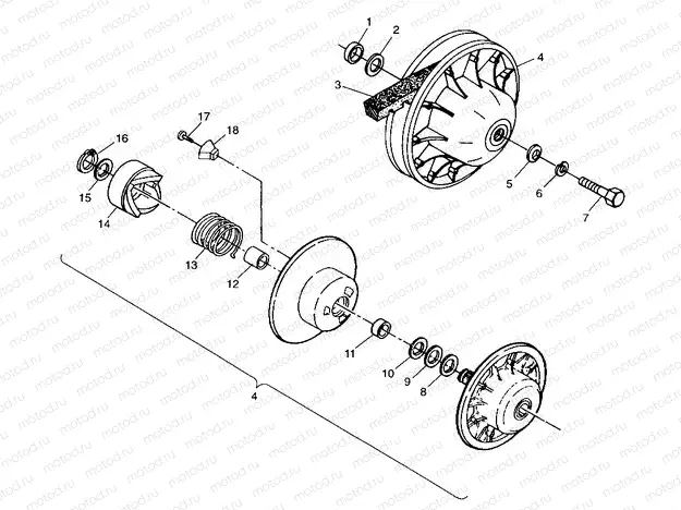 DRIVEN CLUTCH Sport 400L W98BA38C (4947234723B012) | DRIVEN CLUTCH Sport 400L W98BA38C (4947234723B012)