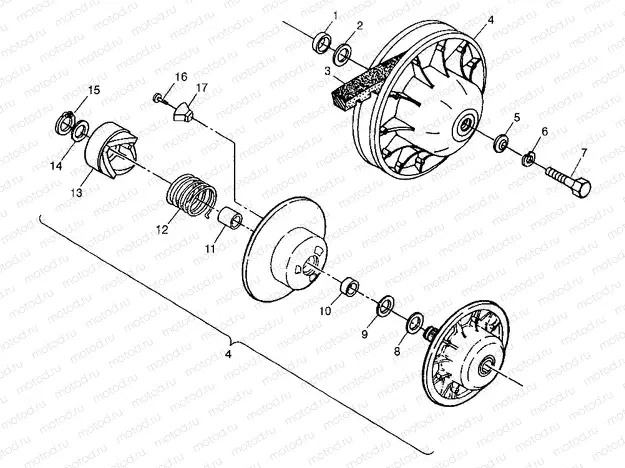 DRIVEN CLUTCH XPLORER 300 W97CC28C (4939813981C002) | DRIVEN CLUTCH XPLORER 300 W97CC28C (4939813981C002)