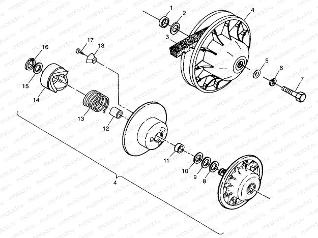 DRIVEN CLUTCH XPLORER 300 W98CC28C (4945264526C004) | DRIVEN CLUTCH XPLORER 300 W98CC28C (4945264526C004)