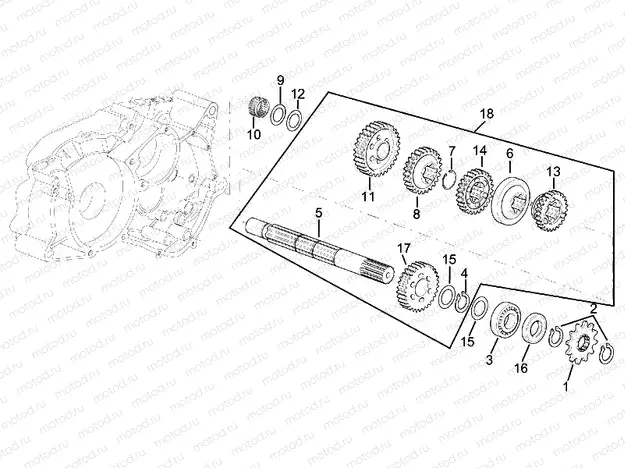 Driven shaft 4 speed gearbox