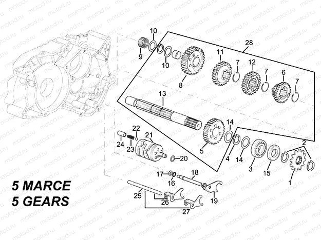 Driven shaft - 5 GEARS