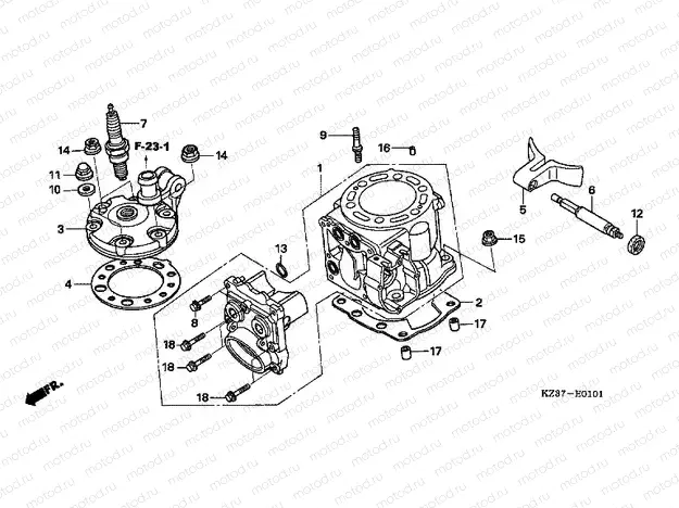 E-1-1 CYLINDER / CYLINDER HEAD (CR250R5-7)
