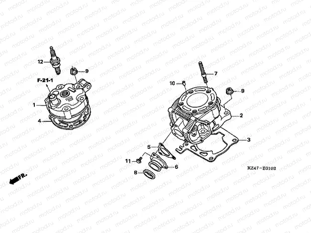 E-1-2 CYLINDER / CYLINDER HEAD (CR125R5-7)