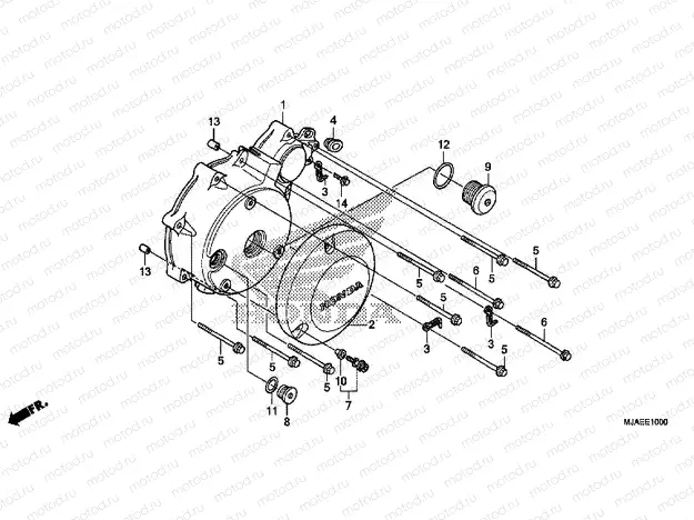 E-10 LEFT CRANKSHAFT COVER (VT750CS / C2B / C2S / C)