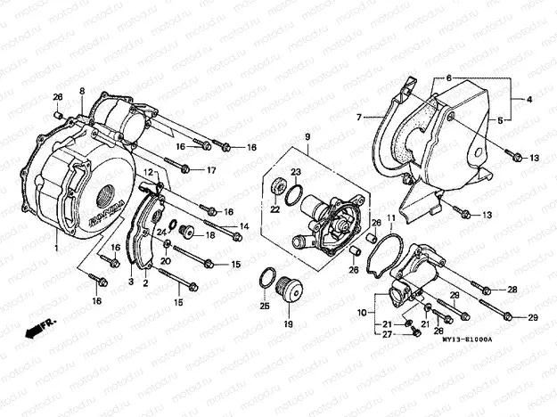 E-10 LEFT CRANKSHAFT COVER / WATER PUMP
