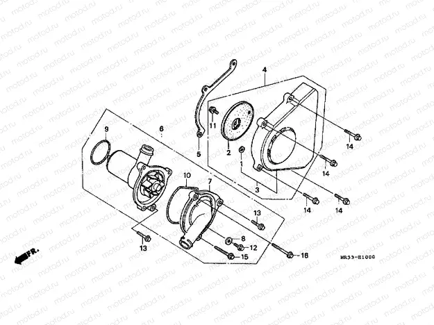 E-10 LEFT REAR COVER / WATER PUMP