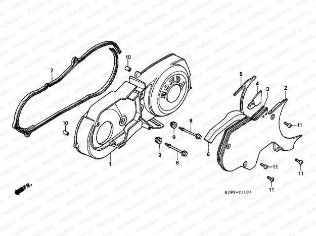 E-11-1 LEFT CRANKSHAFT COVER (CH125G / J / L / M / N / P / R)