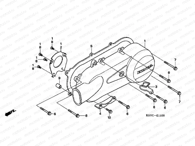 E-11 LEFT CRANKSHAFT COVER (SC1255,6,8)