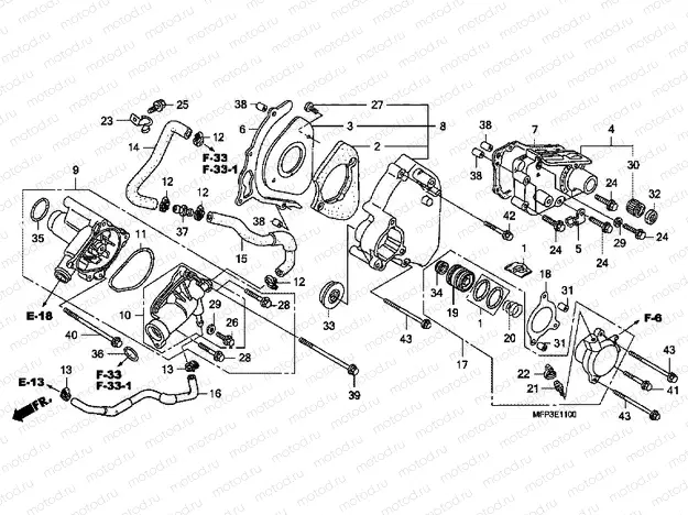 E-11 LEFT REAR COVER / WATER PUMP