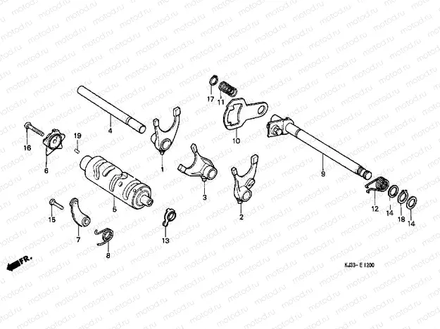 E-12 TRANSMISSION DRUM / CLUTCH FORK
