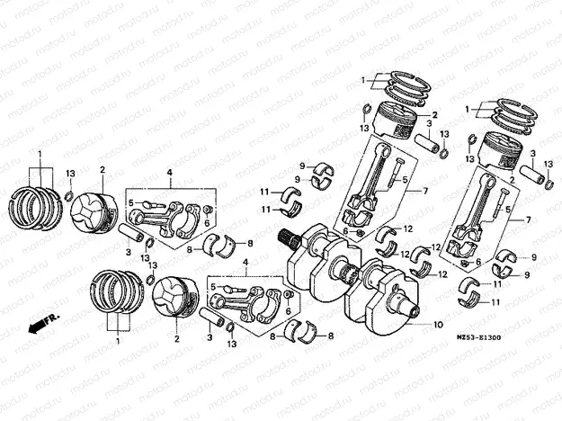 E-13 CRANKSHAFT / PISTON