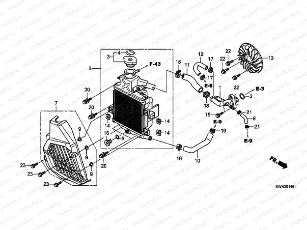 E-14-1 RADIATOR (WW125EX2C / EX2D / EX2E / D)