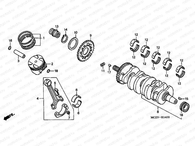 E-14 CRANKSHAFT / PISTON