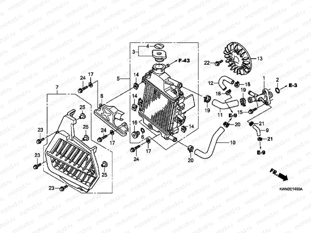 E-14 RADIATOR (WW125EX2A / EX2B)