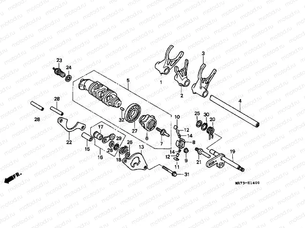E-14 TRANSMISSION DRUM / CLUTCH FORK