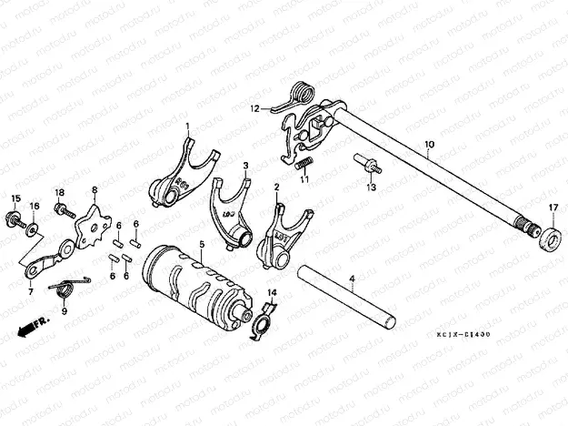 E-14 TRANSMISSION DRUM / CLUTCH FORK