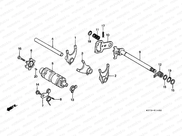 E-14 TRANSMISSION DRUM / CLUTCH FORK