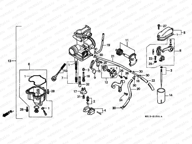 E-15-1 CARBURETOR (XR250RG / RH / RJ / RK / RL / RM)