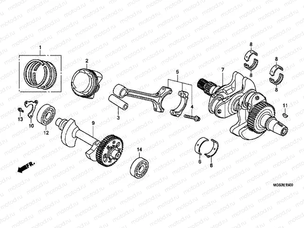 E-15 CRANKSHAFT / PISTON
