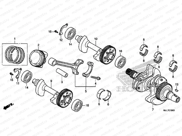 E-15 CRANKSHAFT / PISTON