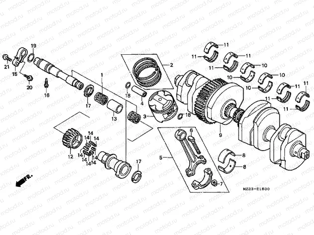 E-15 CRANKSHAFT / PISTON