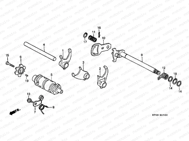E-15 TRANSMISSION DRUM / CLUTCH FORK