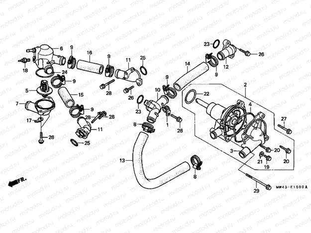 E-15 WATER PUMP / WATER PIPE