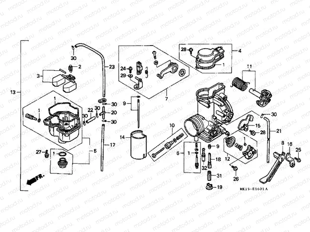 E-16-1 CARBURETOR (XR600RJ / RK / RL / RM / RN)