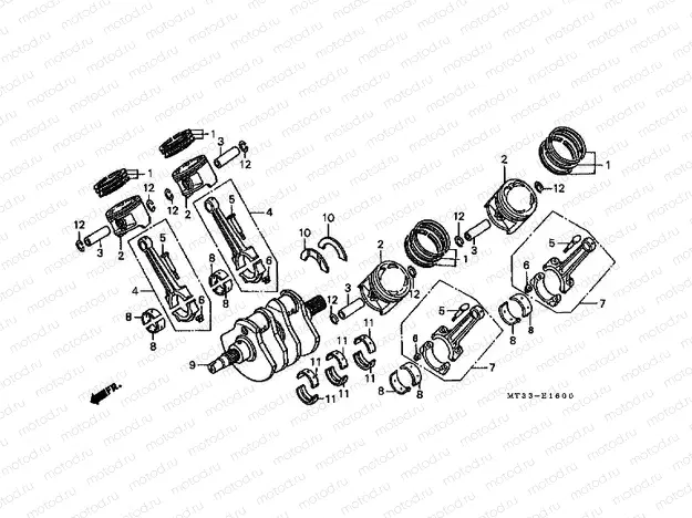 E-16 CRANKSHAFT / PISTON