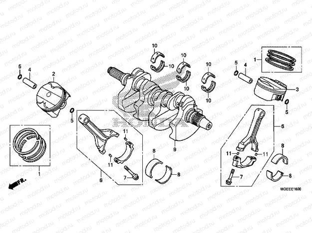 E-16 CRANKSHAFT / PISTON
