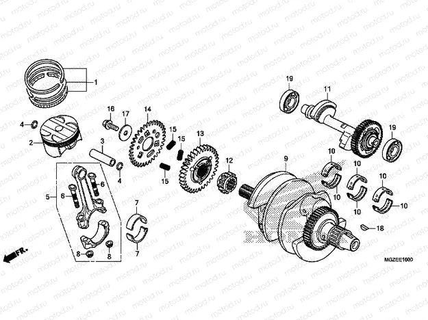 E-16 CRANKSHAFT / PISTON