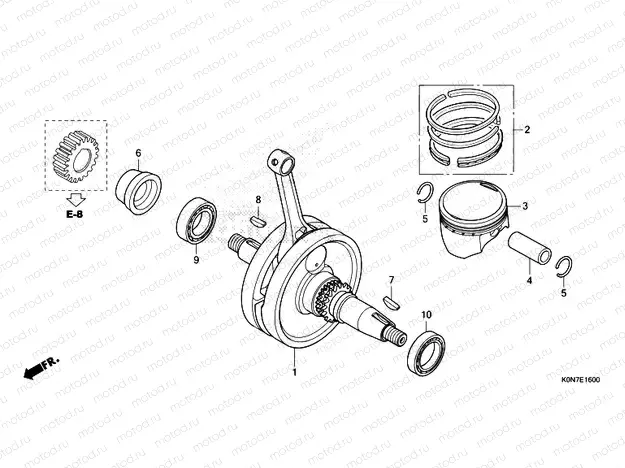 E-16 CRANKSHAFT & PISTON