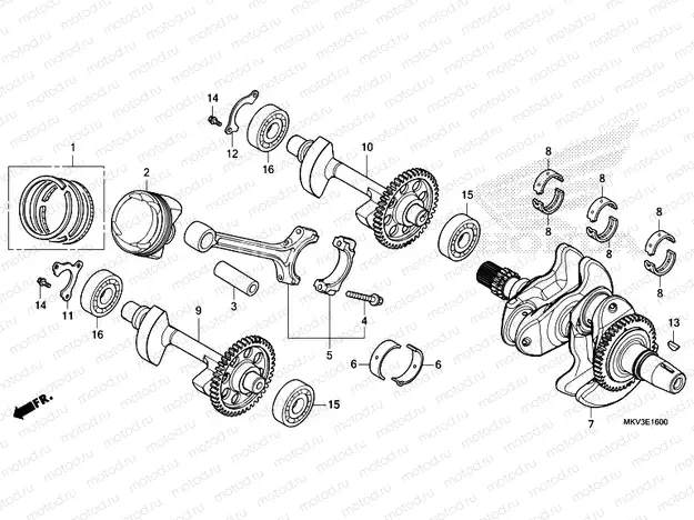 E-16 CRANKSHAFT/PISTON