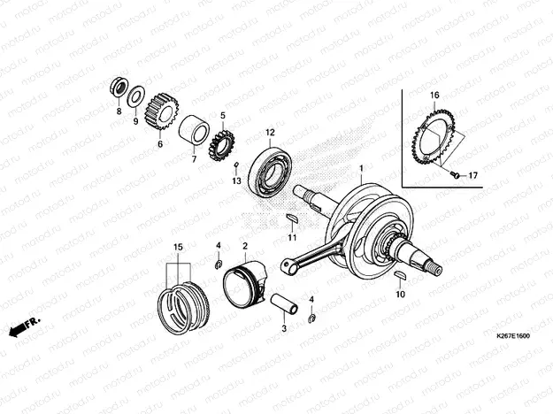 E-16 CRANKSHAFT/PISTON