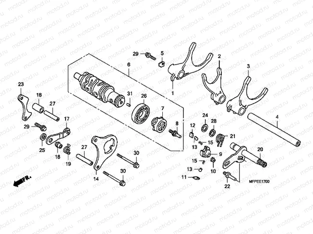 E-17 GEARBOX DRUM / GEARSHIFTFORK