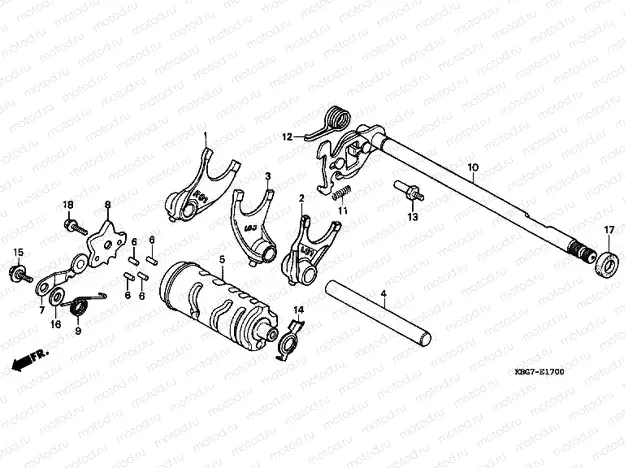 E-17 TRANSMISSION DRUM / CLUTCH FORK