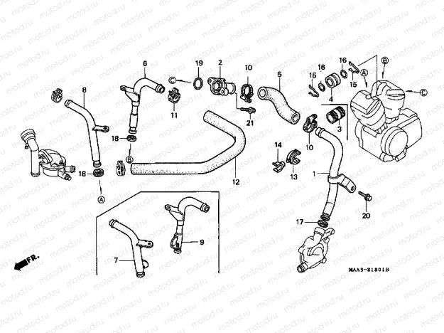 E-18-1 WATER PIPE (VT1100CV / CW / C2)
