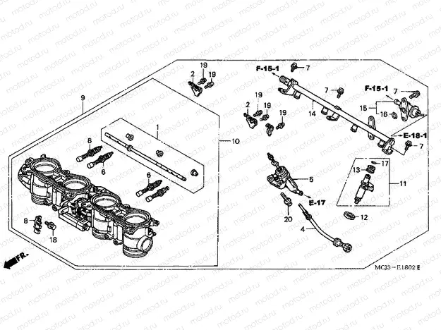 E-18-2 THROTTLE HOUSING (ED.) (CBR900RR2,3)